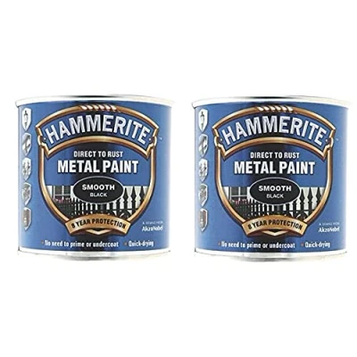 Image of Hammerite Direct to Rust Smooth Finish Metal Paint Black 250ml