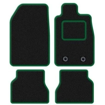 Image of RMSONE GENUINE FULLY TAILORED BLACK CARPET CAR MATS FIESTA 2011&gt; (GREEN TRIM)