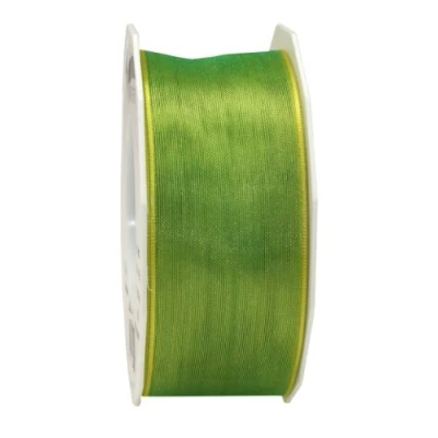 Image of C.E. Pattberg Präsent 40 mm 25 m Wired Organza Ribbon 4 Seasons, Lime Green Yellow