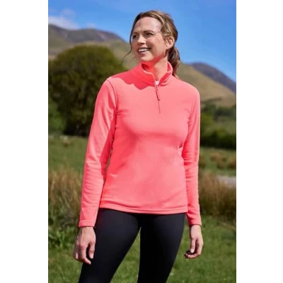 Image of Mountain Warehouse Camber Half Zip Women&#039;s Striped Fleece Lightweight, Warm &amp; Cosy Sweatshirt Top Best for Camping, Outdoors, Travelling Hiking Bright Pink XXS