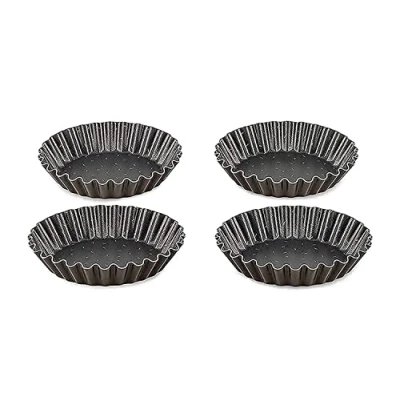 Image of TEFAL 8021934 Set of 4 Tartlet molds, Aluminum, Chocolate, 11 x 9 2.5 cm