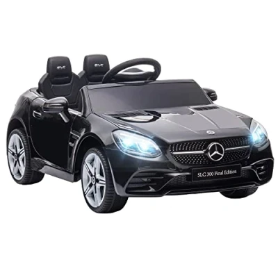 Image of HOMCOM AIYAPLAY Benz SLC 300 Licensed 12V Kids Electric Ride On Car with Parental Remote Two Motors Music Lights Suspension Wheels for 3 6 Years Black