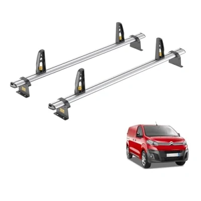 Image of Van Guard Roof Rack for Peugeot Expert (2016+) 2 Bars + 4 Load Stops [Only Suitable &#039;Standard&#039; Wheelbase Models with Twin Rear Doors] Ulti Bar VG333