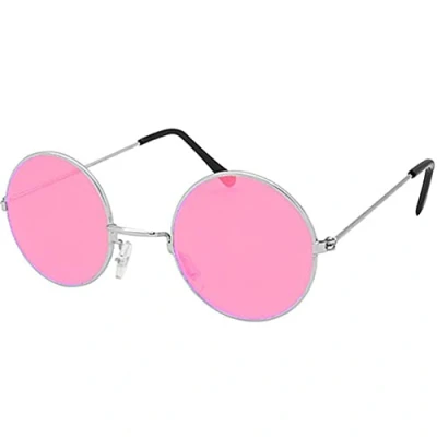 Image of Jokeshop Pink Round Lennon Glasses Ozzy Festival Sunglasses Hippy Hippie 70s 80s Fancy Dress