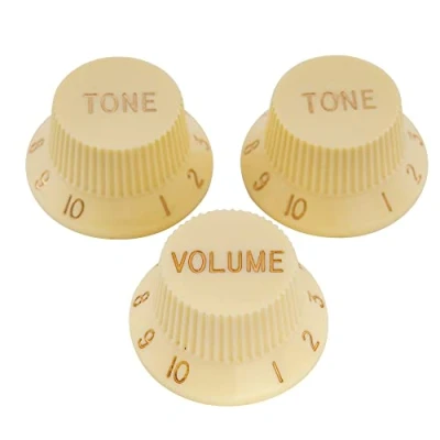 Image of Musiclily Pro Imperial Inch Size 1 Volume 2 Tone Knobs Set for USA Made Strat Style Electric Guitar, Cream