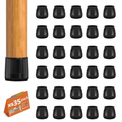 Image of 35Pcs Chair Floor Leg Protectors, BAIPOK Silicon Caps for Hardwood Floors, Rubber With Stronger Felt Pads,Furniture Feet No Noise Scratches