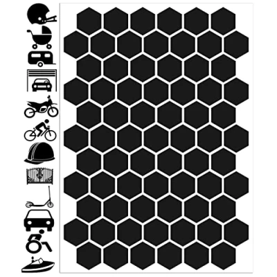 Image of Biomar Labs® 71pcs High Visibility Warning Reflective Stickers Honeycomb Kit Decals Black Reflector Highly Night Safety Arrows Universal Self Adhesive D 52