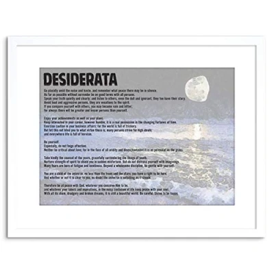 Image of Wee Blue Coo Desiderata Ehrmann Placidly Noise Haste Quote Framed Wall Art Print