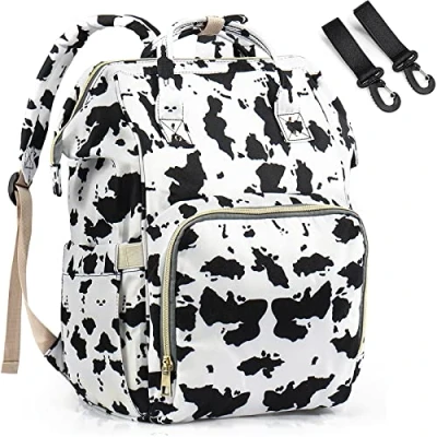 Image of Diaper Bag Backpack for Mom &amp; Dad, Multifunction Waterproof Baby Changing Bags, Large Nappy (Cow)