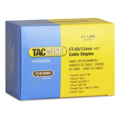 Image of Tacwise CT 60/12mm Cable Tacker Staples for (Box 5000)