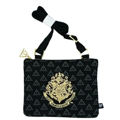 Image of GWCC Licensed Harry Potter Hogwarts Cross Body Messenger Bag adjustable strap