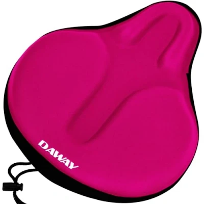 Image of DAWAY C6 Large Comfy Cushioned Bicycle Seat Cover Wide Gel &amp; Memory Foam Padded Bike Saddle Cushion for Adults Youth Seniors, Fit Peloton, Stationary Exercise, Cruiser, Mountain Road Bikes, Pink