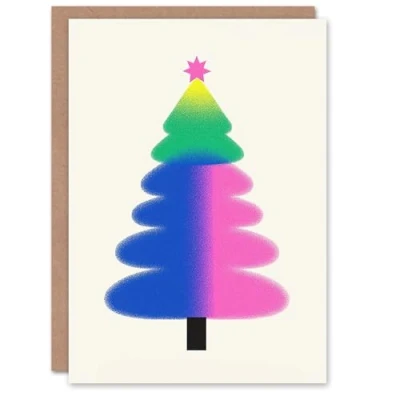 Image of Wee Blue Coo Vibrant Gradient Colour Tree Modern Fun Xmas Art Blank For All Christmas Card
