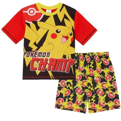 Image of Pokemon Boys Shortie Pyjamas Set &quot;Pikachu the Champ&quot; 9 10 Years