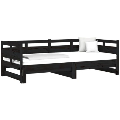 Image of vidaXL Pull out Day Bed without Mattress Black 2x(90x190) cm