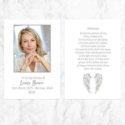 Image of Dotty about Paper Funeral Memorial Cards Grey Angel Wings Pack of 10
