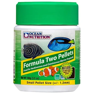 Image of Ocean Nutrition Formula Two Pellets Fish Food for Herbivorous &amp; Omnivorous Marine Tropical Fish, High Protein(40%) 3.5 oz (100 g) Small