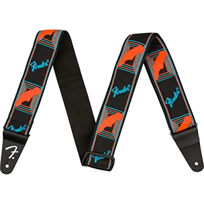 Image of Fender® Neon monogram strap, blue/orange