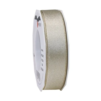 Image of Präsent Glitter Satin Ribbon Cream Gold 20 m Roll 25 mm width