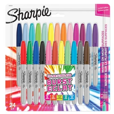 Image of Sharpie Permanent Markers Fine Point for Bold Details Colour Burst &amp; Assorted Original 24 Marker Pens