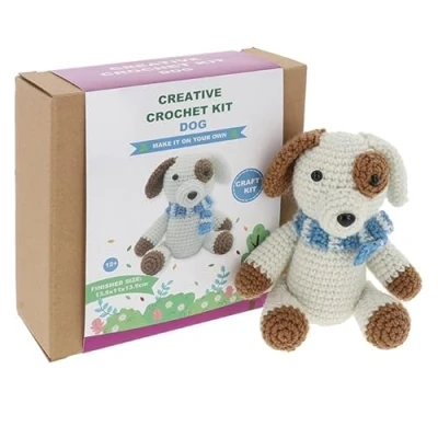 Image of Shudehill Giftware Creative Crochet Kits Fox, Unicorn, Dog, Bee, Cat &amp; More Perfect for Learning or Experienced Crocheters (Dog)