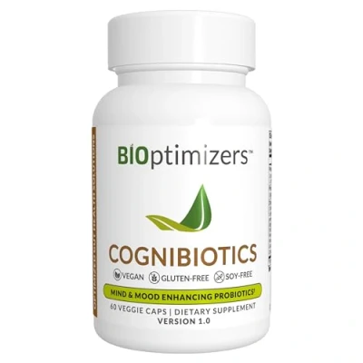 Image of BiOptimizers Cognibiotics Probiotic Brain Supplement Helps Support Mood, Better Focus, Memory, Mental Clarity 60 Capsules