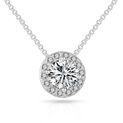 Image of Philip Jones Halo Necklace Created with Zircondia® Crystals
