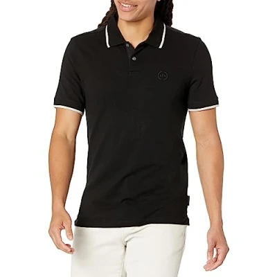 Image of Armani Exchange Men&#039;s Double Stripe Polo Shirt, Black (Black 1200), X Large