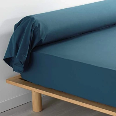 Image of douceur d&#039;intérieur, Bolster Pillowcase (85 x 185 cm) Percaline Blue, Cotton Percale