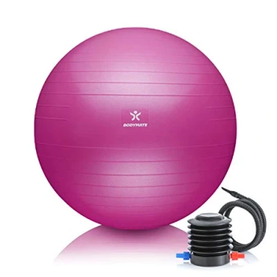 Image of Bodymate Exercise Ball, Sitting Training Ball with Free E Book, Including Air Pump, for Fitness, Yoga, Gymnastics, Core Training, a Strong Back, as an Office Chair, Cotton Bloom 75 cm