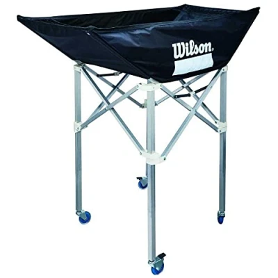 Image of Wilson Foldable Volleyball Trolley, with Casters for Up to 24 Balls, Indoor, Aluminium, Black, WTH180300