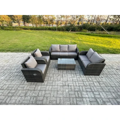 Image of Rattan Garden Furniture Set Outdoor Patio Sofa, Table and Chairs Ideal for Pool Side, Balcony, indoor Conservatory