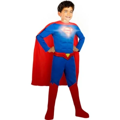 Image of Funidelia Superman Lights On! Costume for boy Man of Steel, Superheroes, DC Comics Costumes kids, accessory fancy dress &amp; props Halloween, carnival parties Size 3 4 years Red