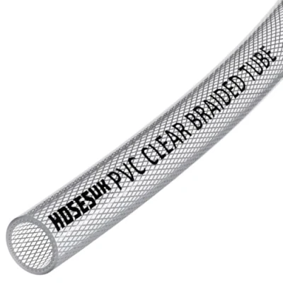Image of 10mm (3/8&quot;) ID PVC Clear Reinforced Braided Air, Water, Oil, Gas, Food Flexible Plastic Hose Tube 9 Metres