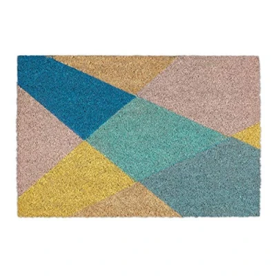 Image of Relaxdays Doormat Coir Shapes, 40x60 cm, Natural, Non Slip Shoe Wiper, Door Mat Inside &amp; Outside, Multicoloured