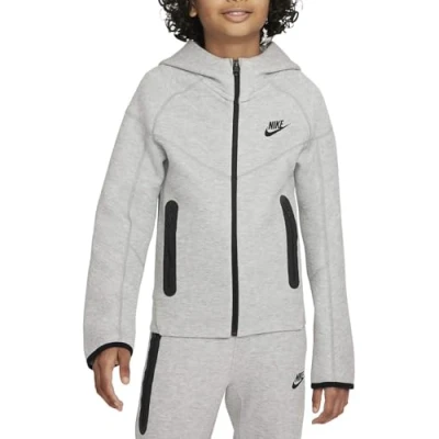 Image of Nike Sportswear TECH Zipup sweatshirt for kids, Size: 6 7y, Dark grey heather/black