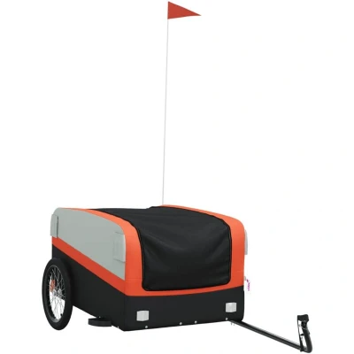 Image of vidaXL Bike Trailer Black and Orange 45 kg Iron