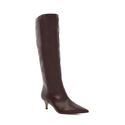 Image of Dune Ladies Smooth Kitten Heeled Knee High Boots Size UK 3 Heel