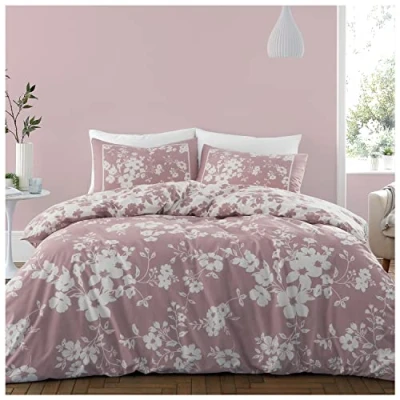 Image of GC GAVENO CAVAILIA Premium Blossom Bedding Sets King Size, Luxury Blush Pink Duvet Cover Sets, Washable Polycotton Bed Set