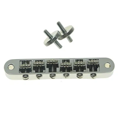 Image of Dopro Chrome Guitar Roller Saddle Bridge Tune O Matic For USA Les Paul,SG,ES Dot,Gretsch Bigsby T M with M4 Posts