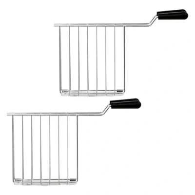 Image of SPARES2GO Sandwich Toast Cage Rack for Smeg Toaster Toastie Holder with Drip Tray (Pack of 2)