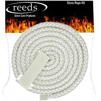 Image of FLUE2U 12mm x 2 Metre Stove Fire Glass Fiber Rope Woodburner Burner Door Seal White Reeds