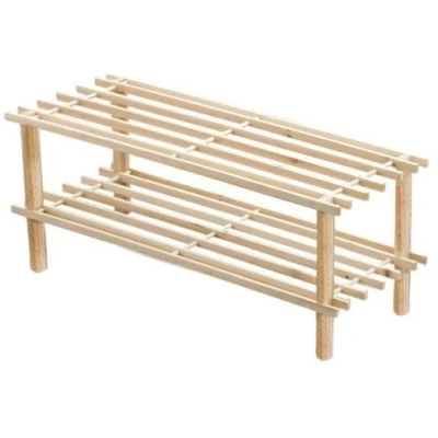 Image of ASAB 2 Tier Bamboo Shoe Rack Ltms Organizer Storage Shelf for Closet Entryway Cabinet