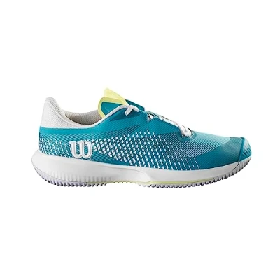 Image of Wilson Women&#039;s KAOS Swift 1.5 Clay Sneaker, Algiers Blue/White/Sunny Lime, 2 UK