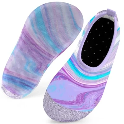 Image of Kids Swim Water Shoes for Girls Toddlers Baby Aqua Socks Quick Dry Pool Beach Barefoot Children（Purple 20/21
