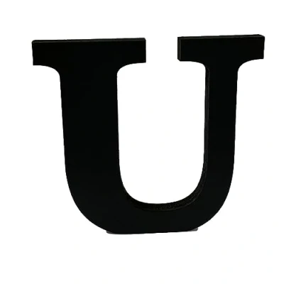 Image of Black Wooden MDF Letter U Size 13cm Tall Free Standing Letters for Arts &amp; Crafts Personalized Name Decor