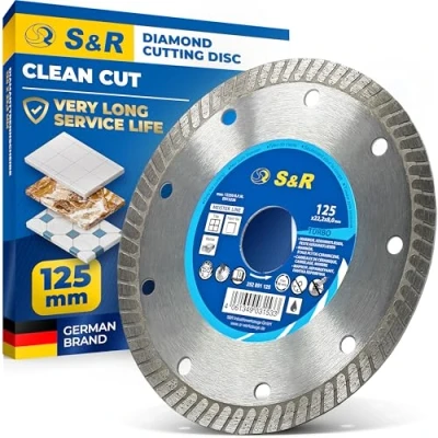 Image of S&amp;R Diamond cutting Disc 125 x 1.6 (5.5) 22.2 Saw Blade for ceramic, hard tiles, marble, granite, limestone and other materials. Professional quality