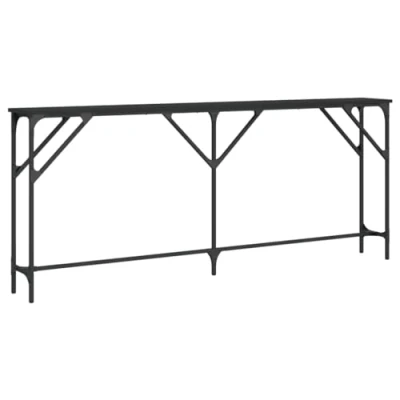 Image of vidaXL Black Console Table Industrial Style Sofa Side End Engineered Wood and Metal Frame Living Room, Hallway Furniture