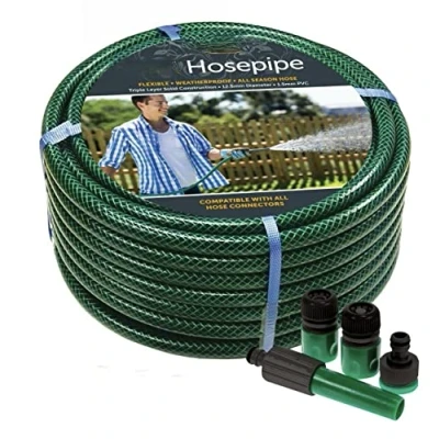 Image of ADEPTNA Garden Green Hose Pipe Reel Watering HOSEPIPE Triple Layer with Connectors (30M)