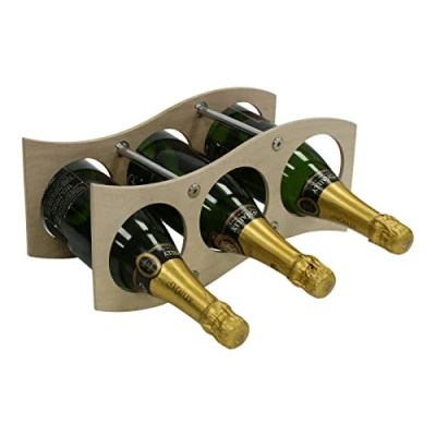 Image of 3 Bottle Wave Modular Wood Wine Rack